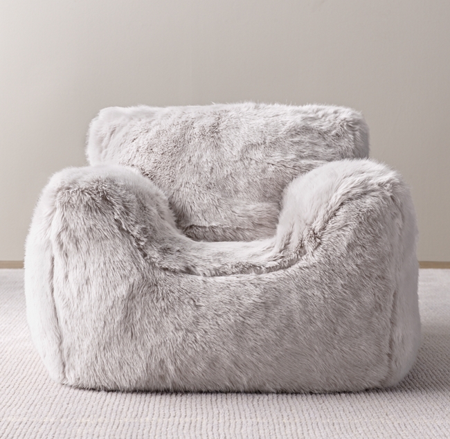 Luxe Faux Fur Bean Bag Chair Grey Fox