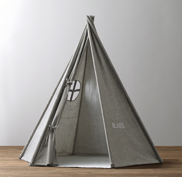 Distressed Canvas Indoor Play Tent Charcoal