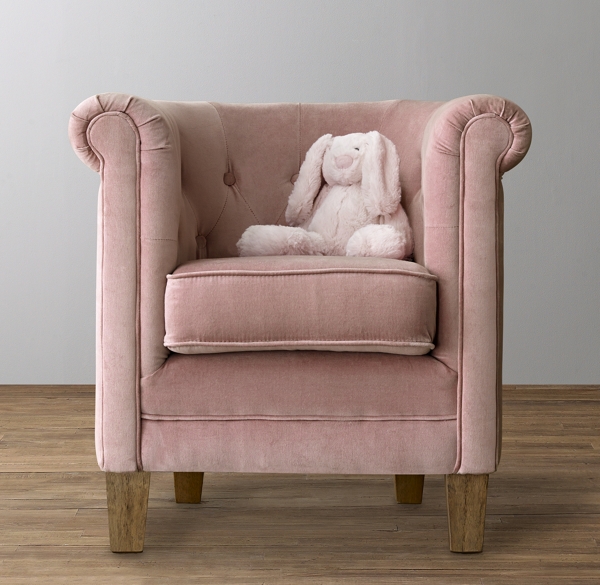 baby pink velvet chair