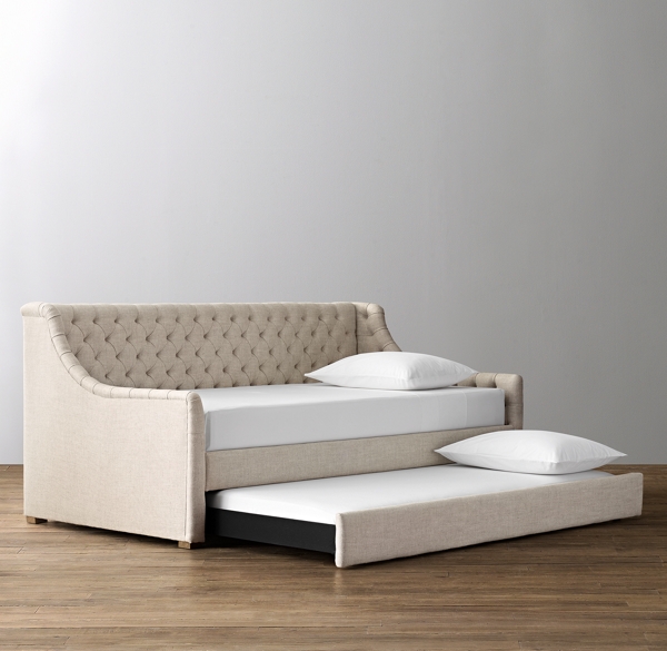 Devyn Tufted Daybed With Trundle Weathered Oak