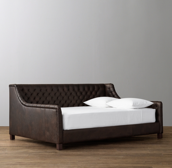 Devyn Tufted Leather Daybed Aged Espresso