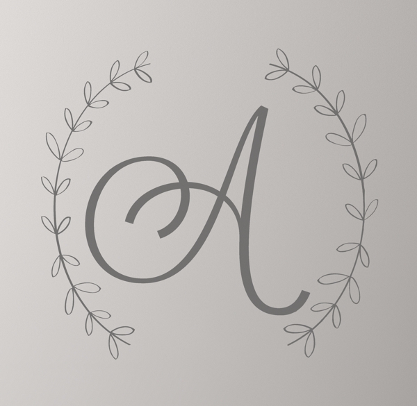 Wreath Letter Wall Decal Grey