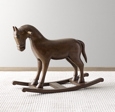 Vintage Wood Carousel Horse - Natural