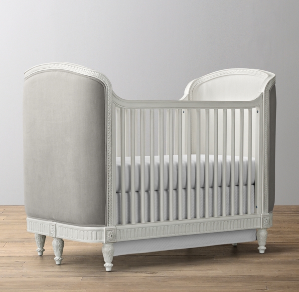 upholstered crib white