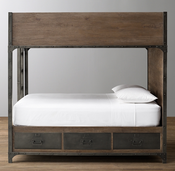 Industrial Locker FullOverFull 3Drawer Storage Bunk Bed