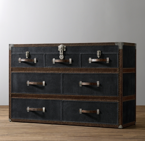 Antique Steamer Trunk Wide Dresser