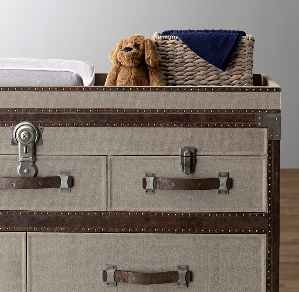 Antique Steamer Trunk Wide Dresser Topper