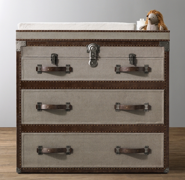 Antique steamer trunk Dresser & Topper Set