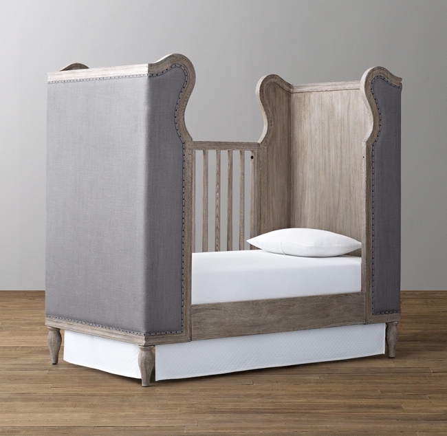 French Upholstered Wing Crib Toddler Daybed Conversion Kit