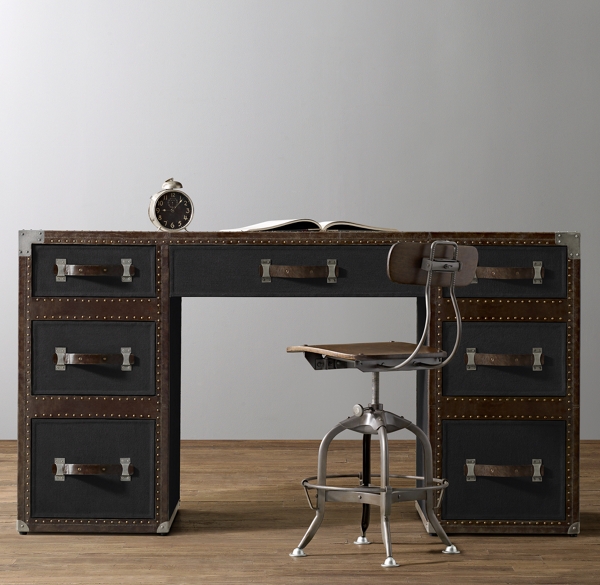 Antique Steamer Trunk Storage Desk