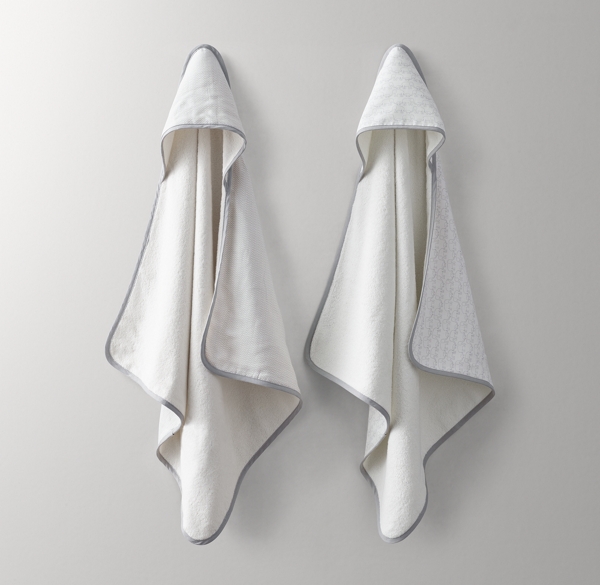 Washed Organic Linen Printed Turkish Hooded Towel Baby