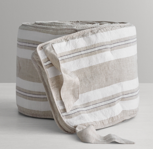 Washed Organic Linen Stripe Crib Bumper