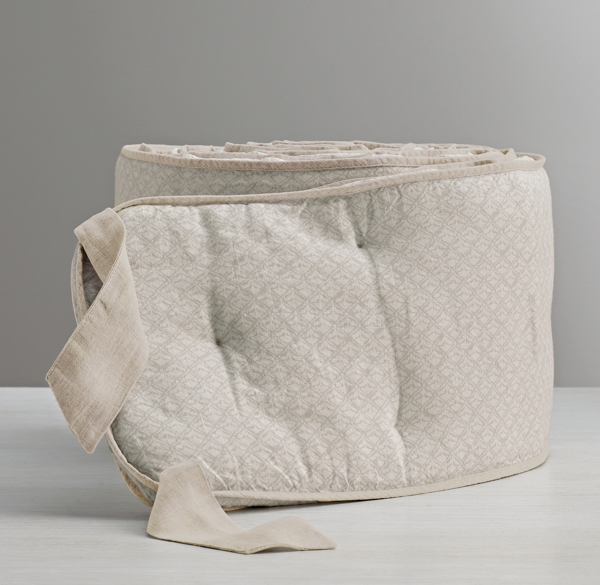 Washed Organic Linen Foulard Print Crib Bumper