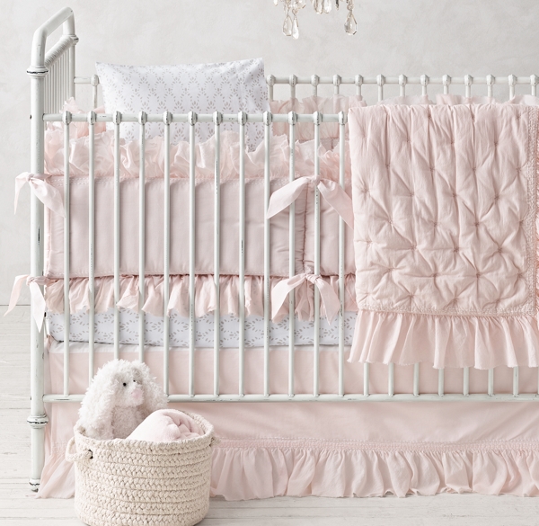 blush pink cot bedding