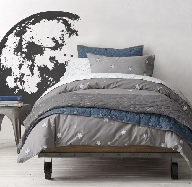 Starry Night Galaxy Print Percale Bedding Collection