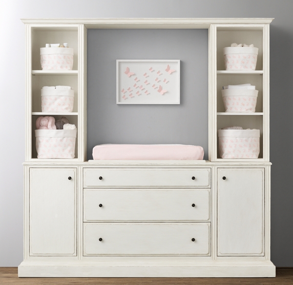 distressed white changing table