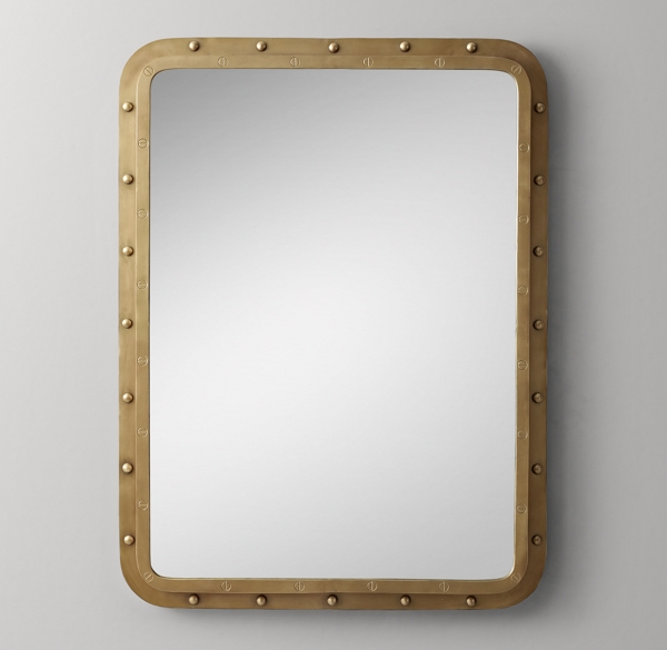 Antiqued Riveted Dresser Mirror Antique Brass