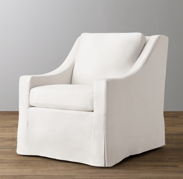 slipcovered swivel glider