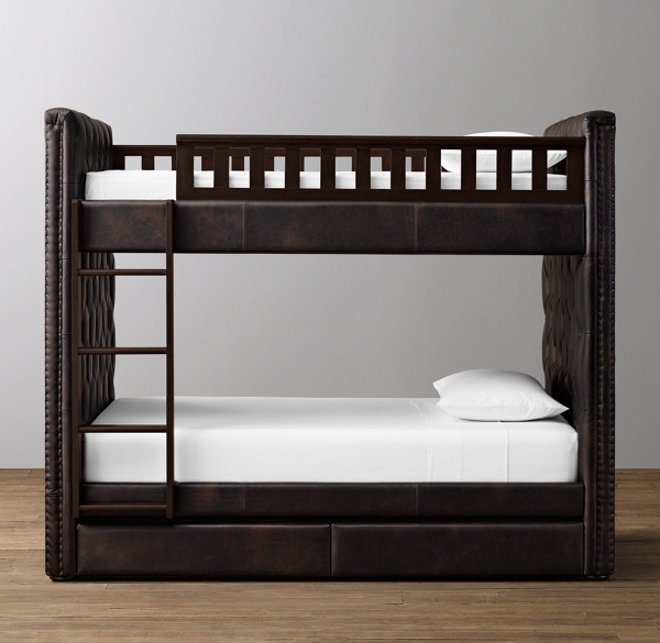 Chesterfield Tufted Leather 2Drawer Storage Bunk Bed