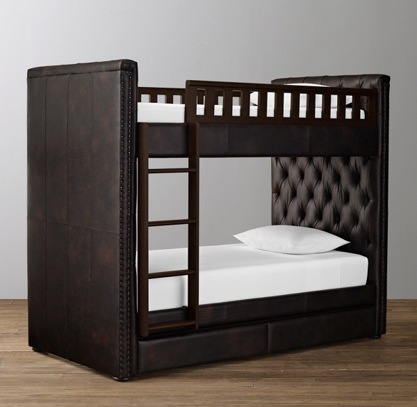 Chesterfield Tufted Leather 2Drawer Storage Bunk Bed
