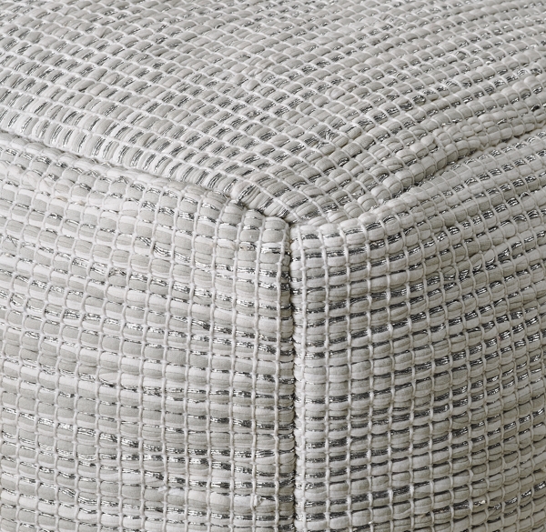 Metallic Woven Pouf - White