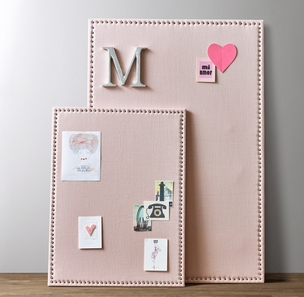 Classic Tack Linen Memory Board With Pewter Nailheads