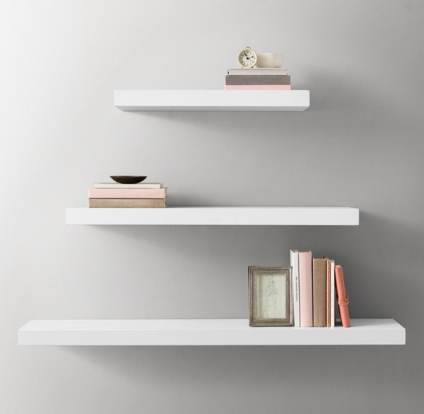 Floating Wood Shelf White