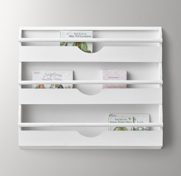 white nursery wall bookshelf