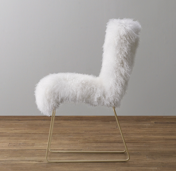 Astrid Mongolian Lamb Desk Chair Antiqued Brass