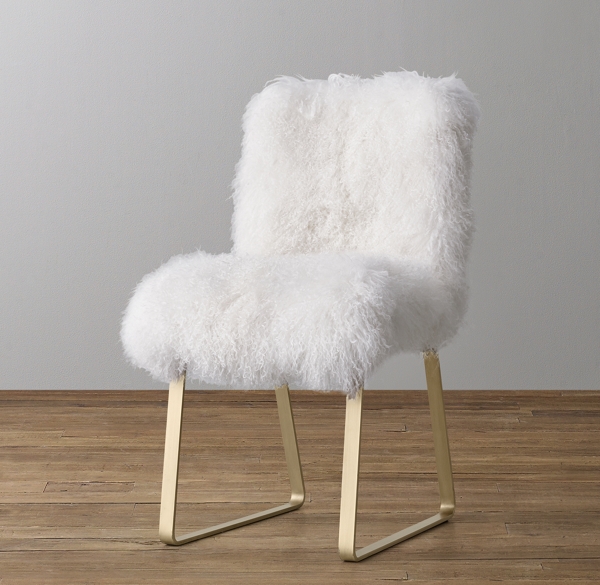 Astrid Mongolian Lamb Desk Chair Antiqued Brass