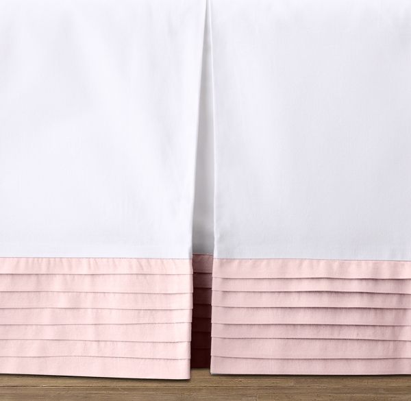 pink pleated crib skirt