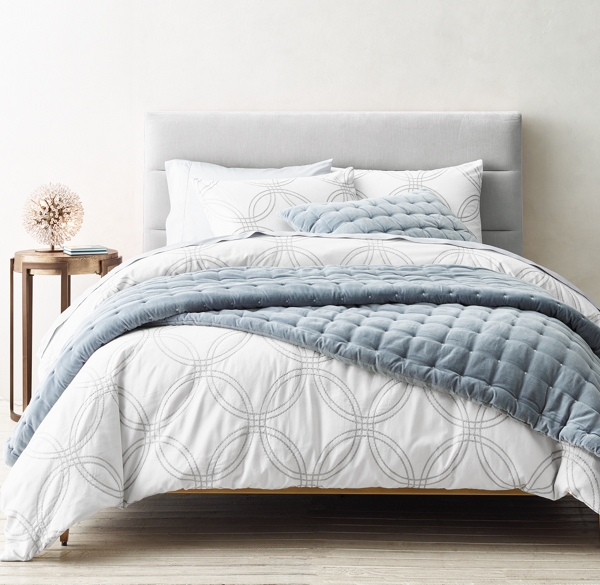 Embroidered Metallic Links & VintageWashed Italian Sateen Bedding Collection