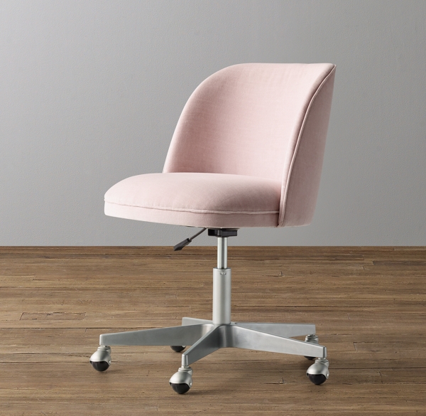 Alessa Velvet Desk Chair Pewter