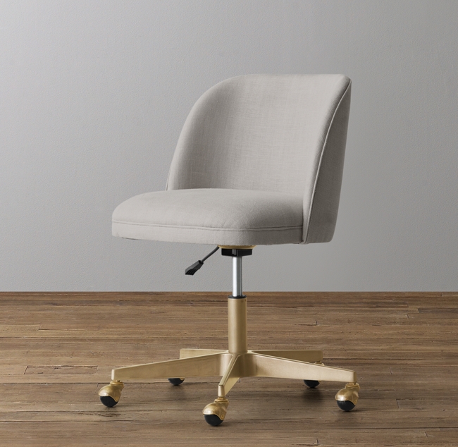 Alessa Upholstered Desk Chair Antiqued Brass