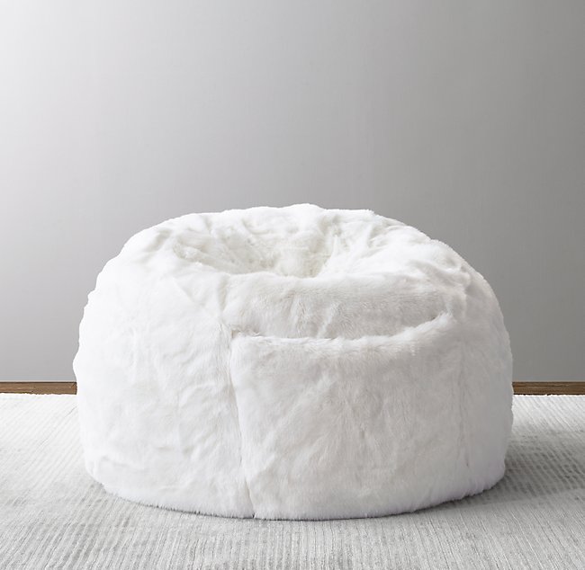 Luxe Faux Fur Bean Bag White