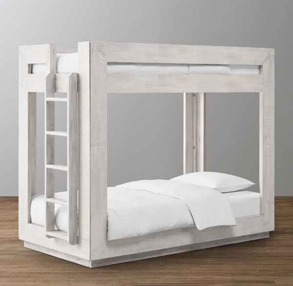 white timber bunk beds