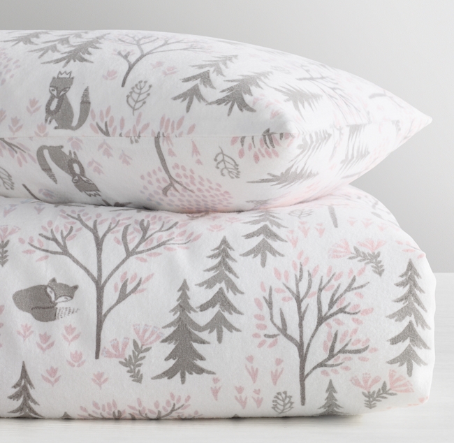 Forest Fox Flannel Duvet Cover