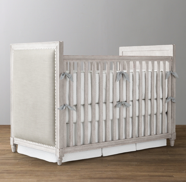 upholstered crib grey