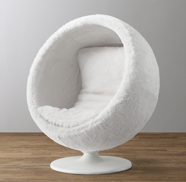 Orbit White Kashmir Faux Fur Chair