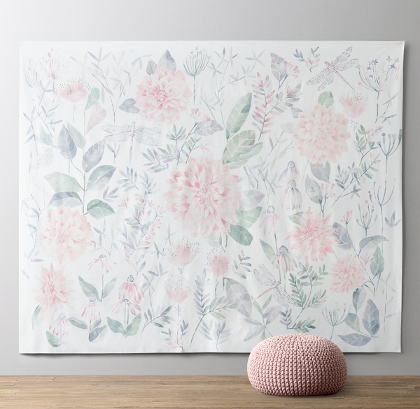 Botanical Watercolor Grand Canvas Wall Tapestry