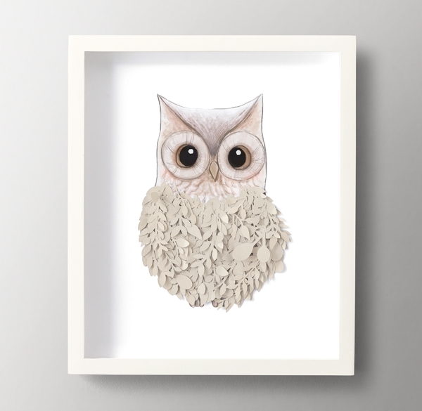 Cut Paper & Watercolor Animal Art - Owl