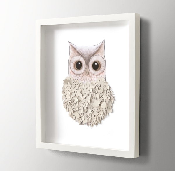 Cut Paper & Watercolor Animal Art - Owl