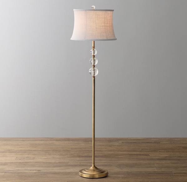 Lourdes Crystal Ball Floor Lamp Base Antiqued Brass