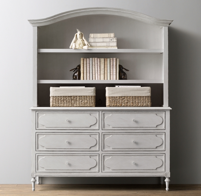 Bellina Wide Dresser Bookcase Hutch Set