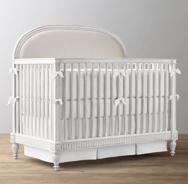 upholstered crib grey