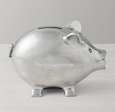 Heim Concept 80035 Elegance Piggy Bank Pewter Finish Plain Silver