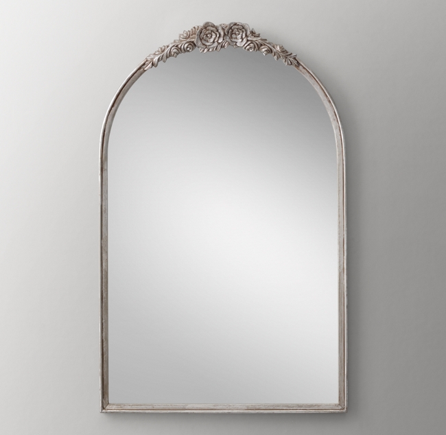 Rosette Arched Dresser Mirror Silver Leaf