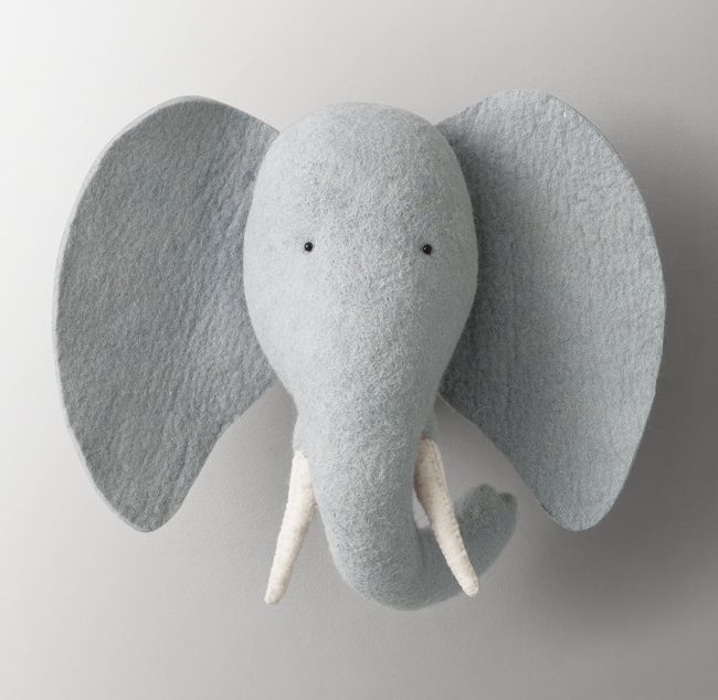 Handmade Wool Felt Elephant Head