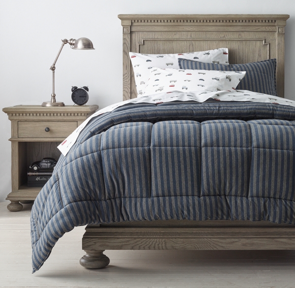 Reversible Stripe Jersey Comforter & Road Trip Washed Percale Bedding