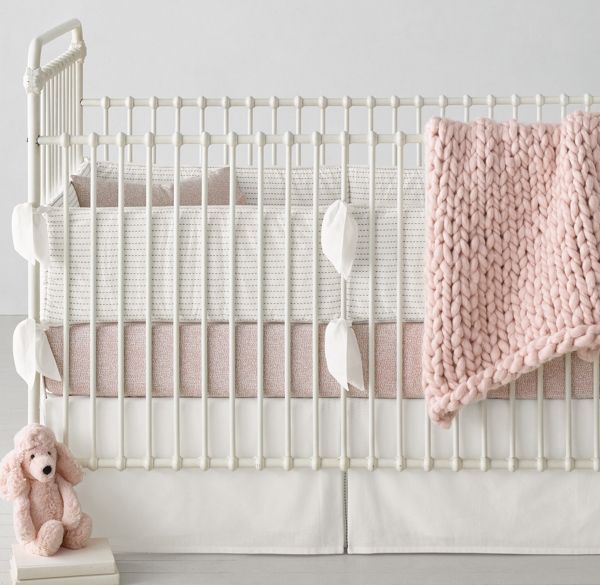 Woven Stitch Washed Cotton Linen Obscura Dot Nursery Bedding